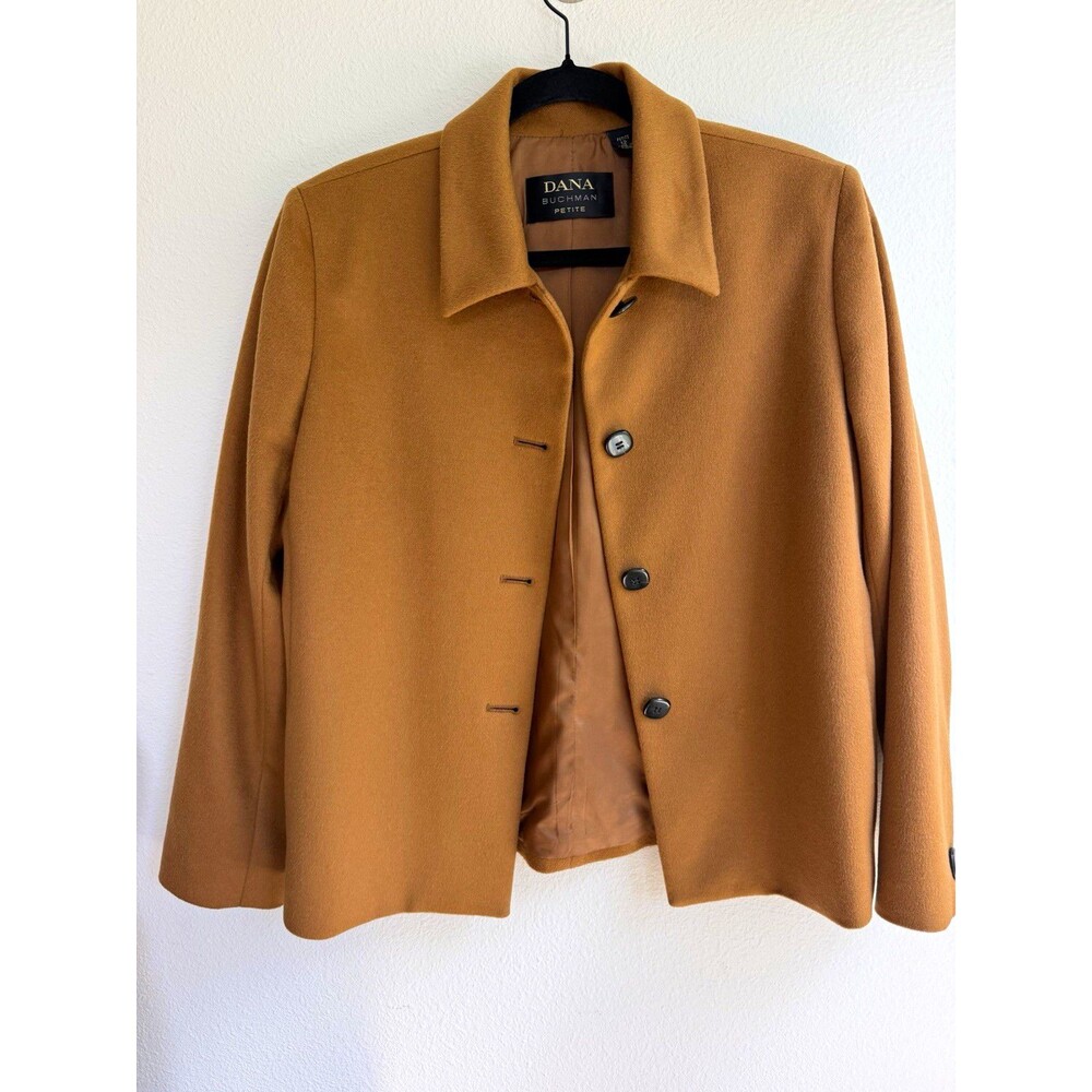 Dana Buchman Brown 100% Cashmere Jacket Petite 12P Notch Lapel Lined